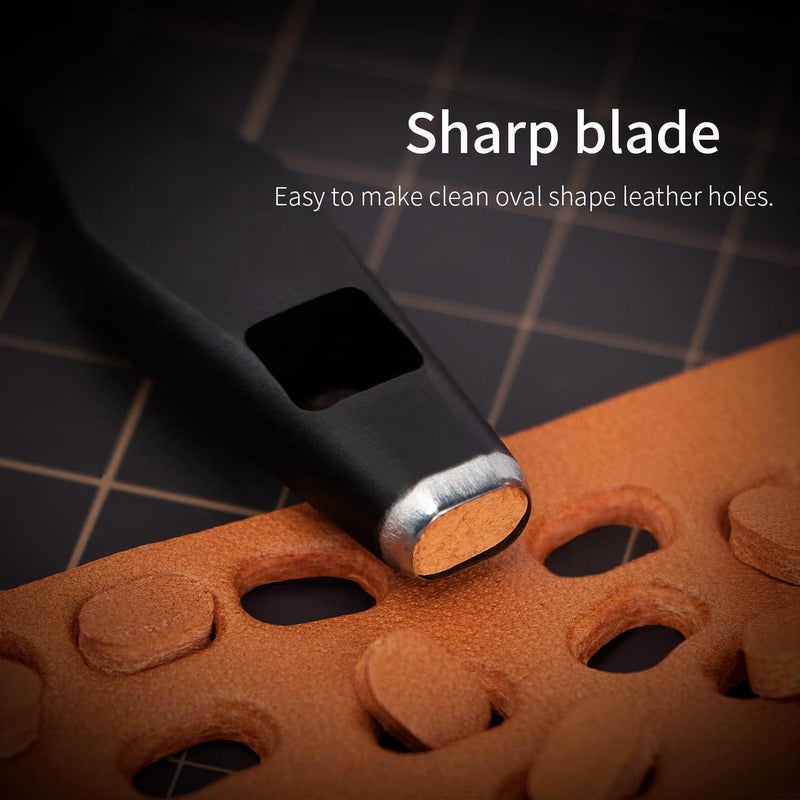 WUTA 5 Pcs Leather Belt Hole Puncher Oval Cutter Strap Watch Band Flat Punches Heavy Duty Oblong Tools for Leathercrafting (5 * 8+5 * 16+5 * 20+5 * 22+5 * 25mm) - Image 3